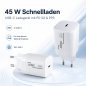 Preview: USB C Ladegerät / Netzteil 45W Schnellladegerät Power Delivery 3.0, PPS-Technologie, weiß