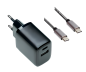 Preview: USB PD/QC 3.0 Ladeadapter inkl. C-C HQ Kabel 1m 20W, 3,6V~5,9V/3A; 6~9V/2A; 9V~12V/1,5A, Polybag