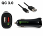 Preview: DINIC USB KFZ Q3 Charger, Ladeadapter+microUSB Kabel, 1m