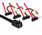 Preview: DINIC SAS Kabel SFF-8643 auf SFF-8482 gewinkelt, HD mini SAS auf 4x Data/Power, Low Profile, 0,75m
