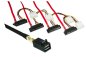 Preview: DINIC SAS Kabel SFF-8643 auf SFF-8482 gewinkelt, HD mini SAS auf 4x Data/Power, Low Profile, 0,75m