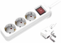 Preview: DINIC Steckdosenleiste, 3-fach mit Schalter, weiß, 1,30m