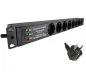 Preview: DINIC 19 Zoll Steckdosenleiste Aluminium, 8-fach, Überspannungsschutz, schwarz, 1,80m Kabel