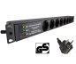 Preview: DINIC 19 Zoll Steckdosenleiste Aluminium, 8-fach, Überspannungsschutz, schwarz, 1,80m Kabel