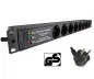 Preview: DINIC 19 Zoll Steckdosenleiste Aluminium, 8-fach, Überspannungsschutz, schwarz, 1,80m Kabel