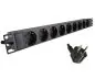 Preview: DINIC 19 Zoll Steckdosenleiste Aluminium, 9-fach, schwarz, 1,80m Kabel