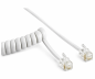 Preview: DINIC Telefonhörer-Spiralkabel, 2m, Box RJ10 4P4C Modularstecker auf Stecker, weiß, 2m