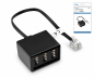 Preview: DINIC TAE Verteiler 3x TAE N/F/F Buchse auf RJ11/RJ45 Stecker (6P4C), schwarz, DINIC Box, 0,20m