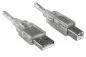 Preview: DINIC USB 2.0 Kabel A Stecker auf B Stecker, 2m UL 2725, doppelt geschirmt, transparent