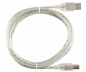 Preview: DINIC USB 2.0 Kabel A Stecker auf B Stecker, UL 2725, doppelt geschirmt, transparent, 2m