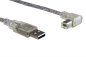 Preview: DINIC USB 2.0 Kabel A auf B St. rechts abgewinkelt, 2m transparent, AWG 28/24