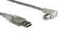 Preview: DINIC USB 2.0 Kabel A auf B St. links abgewinkelt, 2m AWG 28/24, transparent