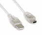 Preview: DINIC USB 2.0 Kabel A Stecker auf 5pin mini Stecker, 2m AWG 28/26, transparent