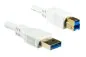 Mobile Preview: DINIC USB 3.0 Kabel A Stecker auf B Stecker, 2m 3P AWG 28/1P AWG 24, vergoldete Kontakte, weiß