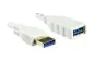 Mobile Preview: DINIC USB 3.0 Verlängerung A Stecker/Buchse, 2m 3P AWG 28/1P AWG 24, vergoldete Kontakte, weiß