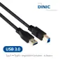 Preview: DINIC USB 3.0 Kabel A Stecker auf B Stecker, 3P AWG 28/1P AWG 24, vergoldete Kontakte, schwarz, 2m
