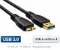 Preview: DINIC USB 3.0 Kabel A Stecker auf micro B Stecker, 3P AWG 28/1P AWG 24, schwarz, 0,50m, vergoldete Kontakte