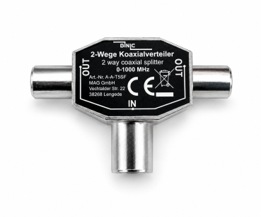 DINIC 2x Koaxial-Stecker auf Koaxial-Kupplung 2 TV-Geräte auf 1 Antennendose, Metall