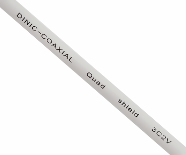 DINIC Koaxial Antennenkabel Stecker auf Buchse, vergoldet, weiß, vierfach geschirmt, Länge 10m