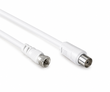 DINIC SAT Adapterkabel, F-Stecker auf Koax Kupplung, weiß, DINIC Box, 2,50m