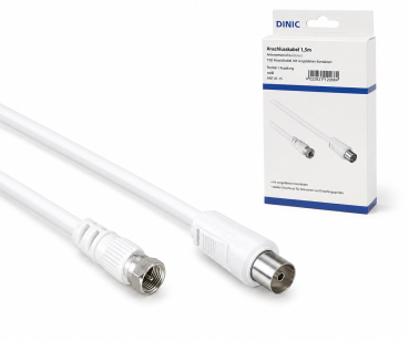 DINIC SAT Adapterkabel, F-Stecker auf Koax Kupplung, weiß, DINIC Box, 2,50m