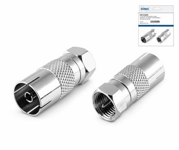 Adapter F-Stecker auf Koax-Kupplung, SAT Stecker auf ANT Kupplung, Vollmetall