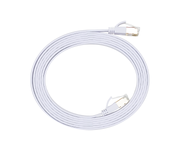 DINIC Patchkabel Cat.6, flach, PiMF/STP, PB, RJ45 St./St., OD 1,5mm x 6,1mm, weiß, 2m