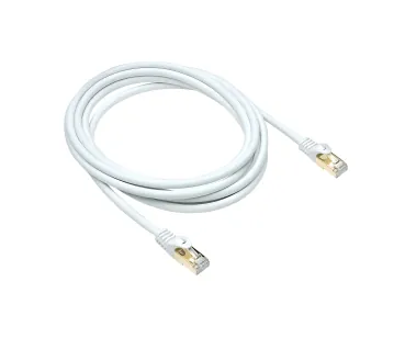DINIC Cat.7 Premium Patchkabel 10 GB LAN / DSL Netzwerk, LSZH, PiMF/S-FTP Kabel, weiß, 0,30m
