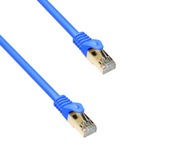 DINIC Cat.7 Premium Patchkabel 10 GB LAN / DSL Netzwerk, LSZH, PiMF/S-FTP Kabel, blau, 0,50m