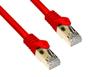 DINIC Cat.7 Premium Patchkabel 10 GB LAN / DSL Netzwerk, LSZH, PiMF/S-FTP Kabel, rot, 0,50m