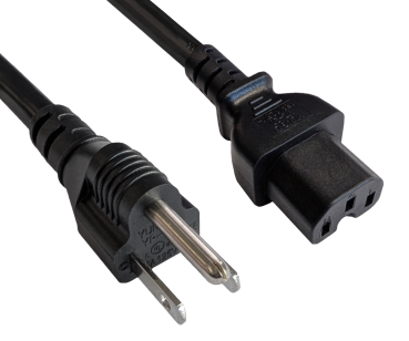 DINIC Netzkabel für Amerika USA Typ B auf C15, Warmgerätestecker, schwarz, 1,8m