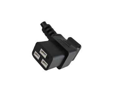 DINIC Kaltgerätekabel C19 gewinkelt auf C20, 16A Verlängerung, 1,5mm², schwarz, 1,80m