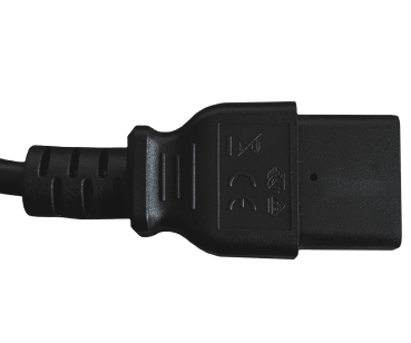 DINIC Netzkabel Schukostecker E+F 90° auf C19 für 16A, schwarz, 3m