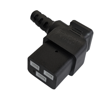 DINIC Netzkabel Schukostecker auf C19 für 16A gewinkelt, schwarz, 1.80m