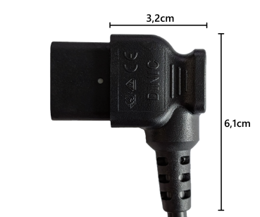 DINIC Netzkabel Schukostecker auf C19 für 16A gewinkelt, schwarz, 1.80m