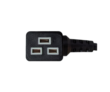 DINIC Netzkabel Schukostecker auf C19 für 16A gewinkelt, schwarz, 1.80m