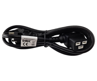 DINIC Netzkabel Schukostecker auf C19 für 16A gewinkelt, schwarz, 1.80m