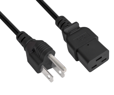 DINIC Netzkabel Japan Typ B auf C19, VCTF 2mm², 1,8m JPN 3pin/IEC 60320-C19, JET, PSE, schwarz