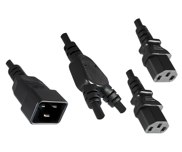 DINIC Y-Kaltgerätekabel C20 auf 2x C13 1,5mm², VDE, IEC60320-C20 2x C13, YP-33/2x YC-12, schwarz, 2m