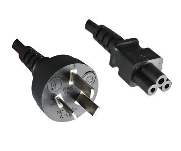 DINIC Netzkabel Argentinien Typ I auf C5, 0,75mm², schwarz, 1,8m