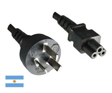 DINIC Netzkabel Argentinien Typ I auf C5, 0,75mm², schwarz, 1,8m