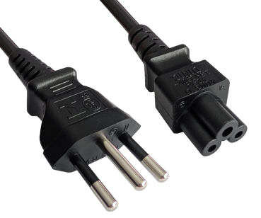 DINIC Netzkabel, Stromkabel für Brasilien Typ N auf C5, 0,75mm², schwarz, 1,8m