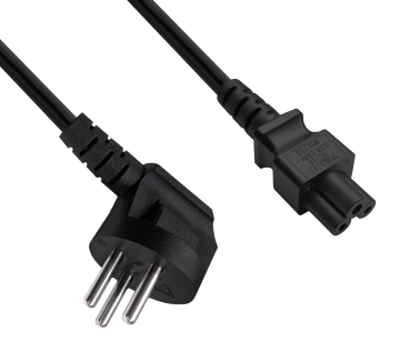 DINIC Netzkabel Israel Typ H auf C5, 0,75mm², 1,8m ISR 3pin/IEC 60320-C5, SII, schwarz