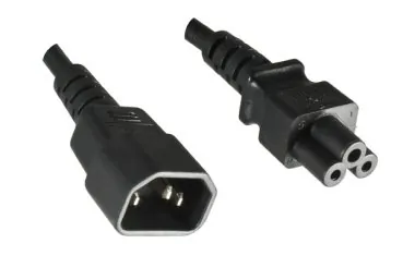 DINIC Kaltgeräte-Verlängerung C5 Stecker auf C14 Buchse, Adapterkabel 1,80m