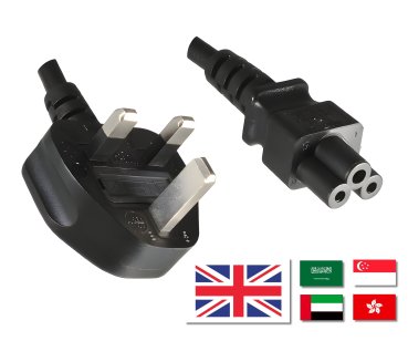 DINIC Netzkabel England UK Typ G auf C5, 3A, 0,75mm², ASTA, 1,80m