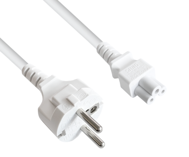 DINIC Netzkabel Schutzkontaktstecker auf C5, weiß, 1,80m