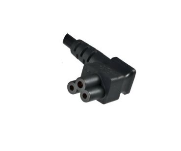 DINIC Netzkabel, Stromkabel mit Schutzkontakt-Stecker auf C5 gewinkelt, schwarz, 5m