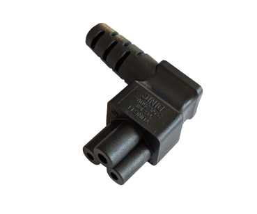 DINIC Netzkabel, Stromkabel mit Schutzkontakt-Stecker auf C5 gewinkelt, schwarz, 5m