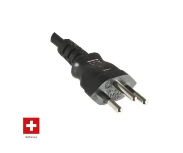 DINIC Netzkabel Schweiz Typ J auf C5 gewinkelt, schwarz 3m