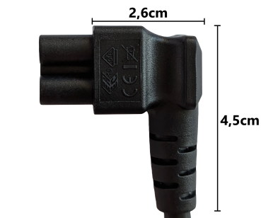 DINIC Netzkabel, Stromkabel mit Schutzkontakt-Stecker auf C5 gewinkelt, schwarz, 1.80m